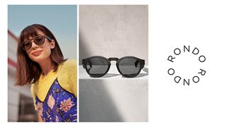 A woman wearing Bose Frames Rondo and Bose Frames Rondo on display