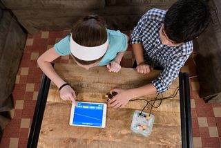 Girl using the app on a tablet
