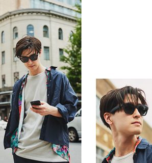 2 views of a man wearing Bose Frames Alto