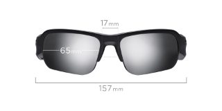 Front view of Bose Frames Tempo with dimensions
