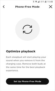 Smartphone screen displaying Optimised playback