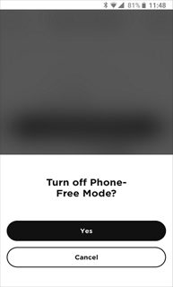 Confirmation screen to turn off phone-free mode