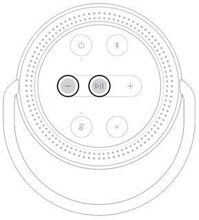 Pulsanti di diminuzione del volume e riproduzione/pausa di Bose Portable Home Speaker