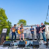 Megan Slankard and Bascom Hill perform at the Tiny House Lounge at the 2019 Mile of Music festival in Appleton, Wisconsin, using Bose portable loudspeaker systems. Photo by Nick Hoffman.