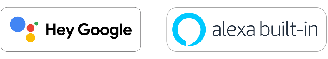 Google Assistant and Amazon Alexa badges