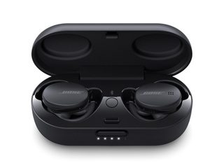 Triple Black Bose Sport Earbuds in the charging case