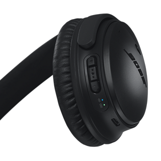 Back of right earcup showing multi-function button and battery and Bluetooth® indicators