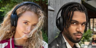 Woman and a man wearing Bose QuietComfort 45 headphones