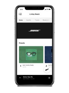 A Bose Music alkalmazást megjelenítő okostelefon