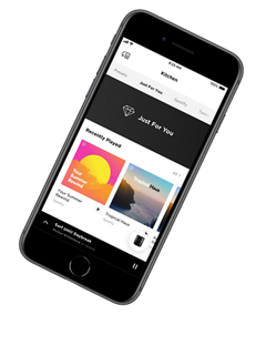 Teléfono inteligente mostrando la aplicación Bose Music
