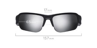 Vue frontale des lunettes Bose Frames Tempo, avec les dimensions