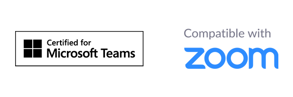Логотипы «Certified for Microsoft Teams» и «Compatible with Zoom»