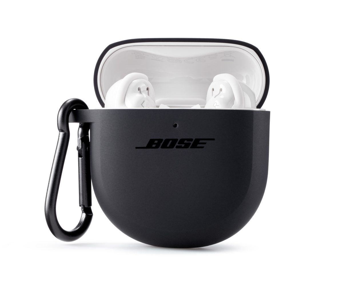Beskyttende øreproppetui i silikon med karabinkrok til QC Earbuds II Bose