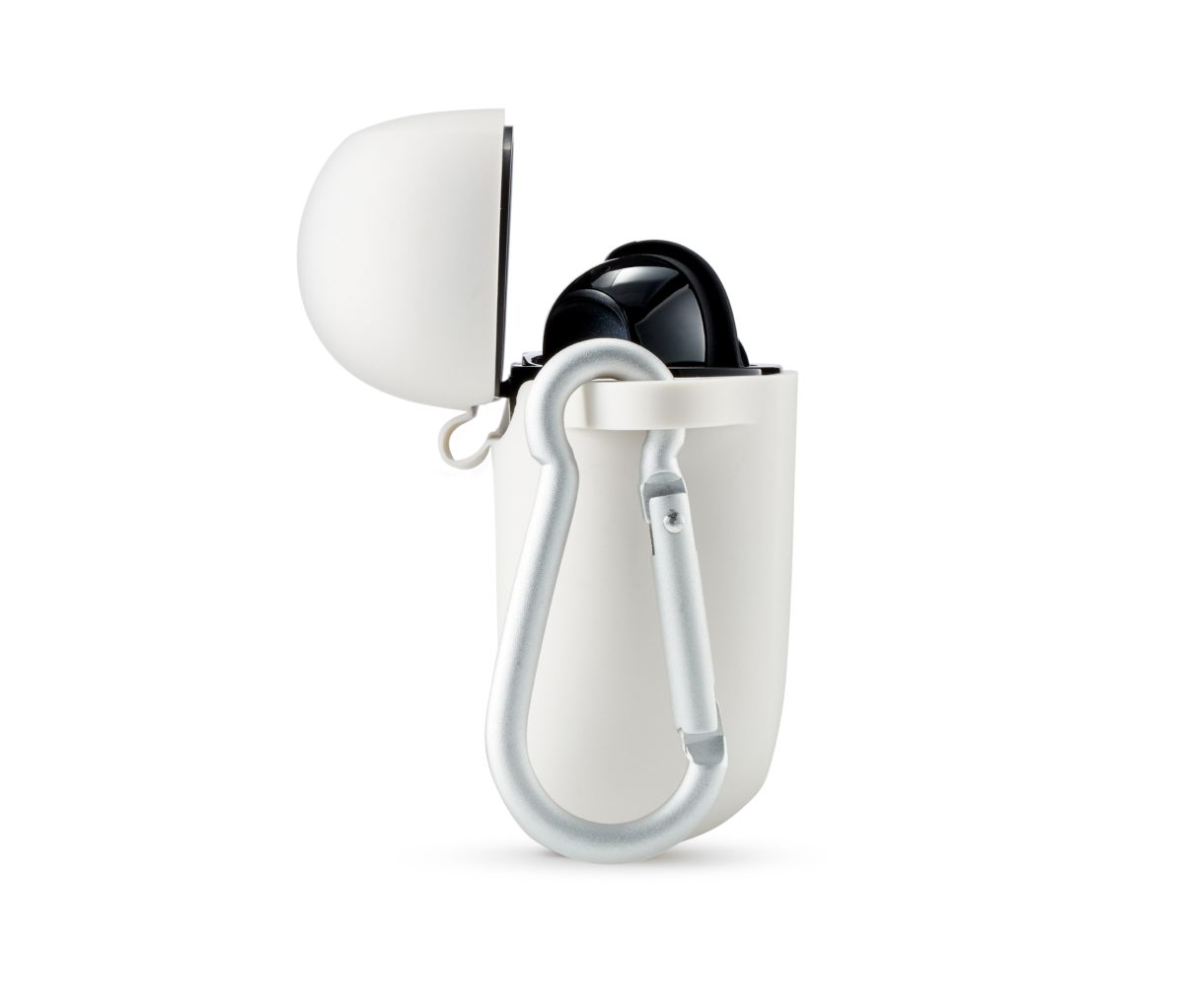QC Earbuds II用のカラビナ付きシリコン製保護イヤホンキャリー