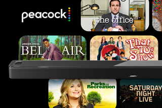 Peacock logo with a TV and Bose Smart Soundbar 900