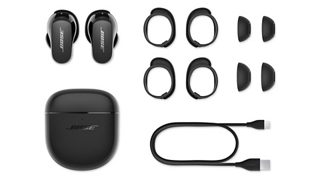 QuietComfort Earbuds II, stability bands, eartips, charging case, USB-C cable