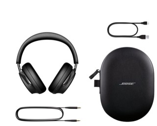 Bose QuietComfort 消噪耳機 Ultra（第 2 代）、便攜式收納盒、3.5 mm 到 2.5 mm 音訊連接線和 USB-C（C 到 C）充電線